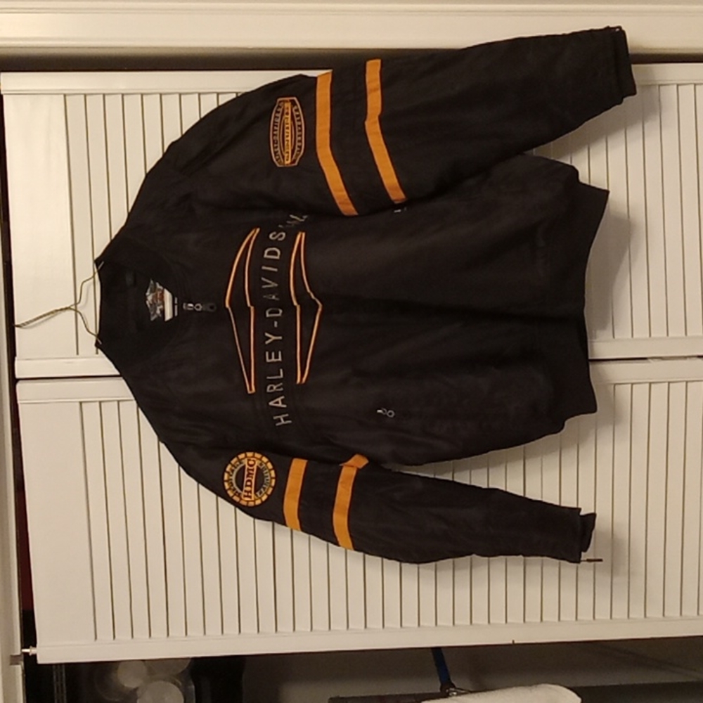 LARGE-HARLEY DAVIDSON MEN'S EMBROIDERED MOTORCYCLE JACKET